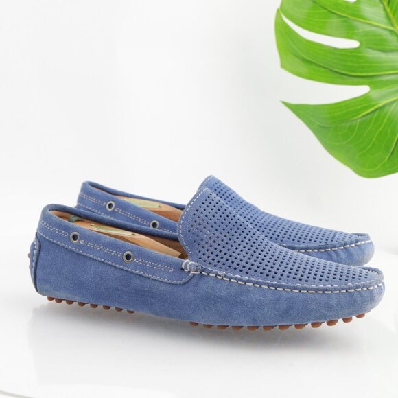 The Rail Mens Morgan Loafers Size 43 9 Blue Suede Moccasin Driving Slip On Shoes - Picture 1 of 12